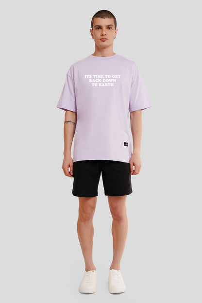 Back Down To Earth Lilac Oversized Fit T-Shirt Men Pic 4