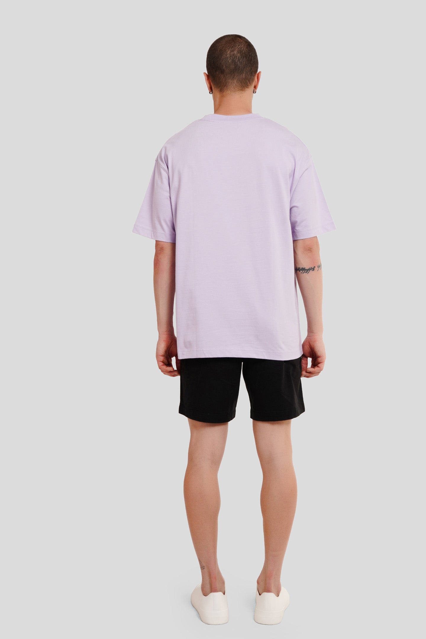 Rocketo Lilac Printed T Shirt Men Oversized Fit With Front Design Pic 4