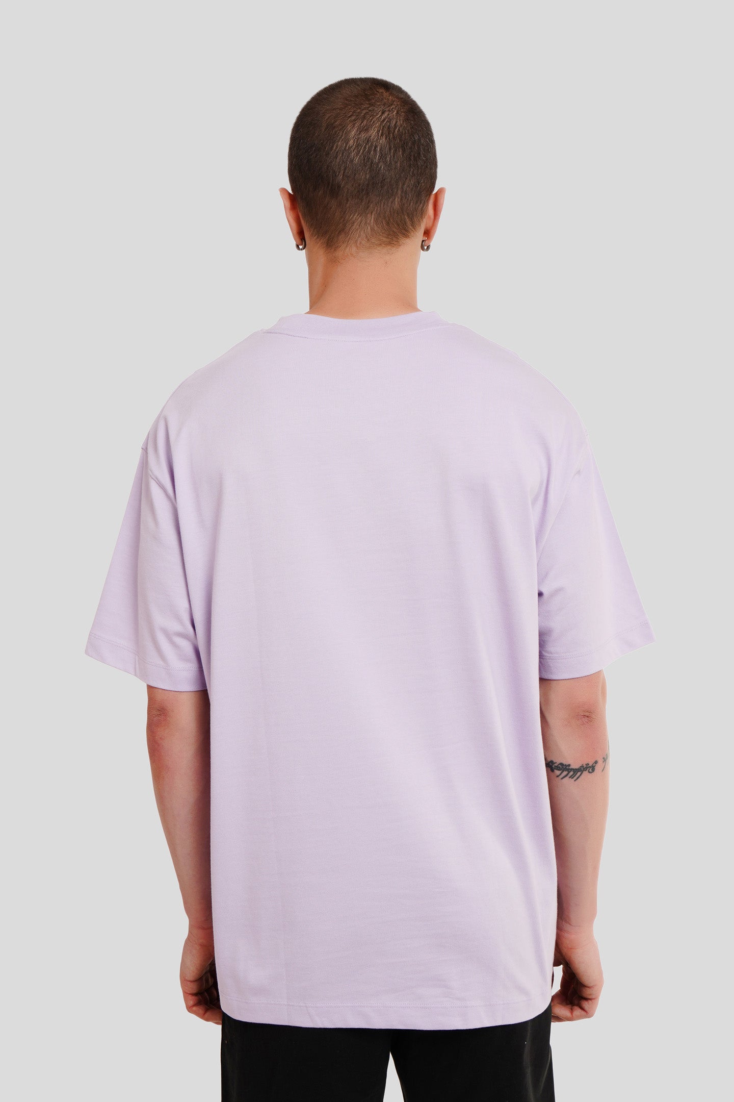 Never Give Up Lilac Printed T Shirt Men Oversized Fit With Front Design Pic 2