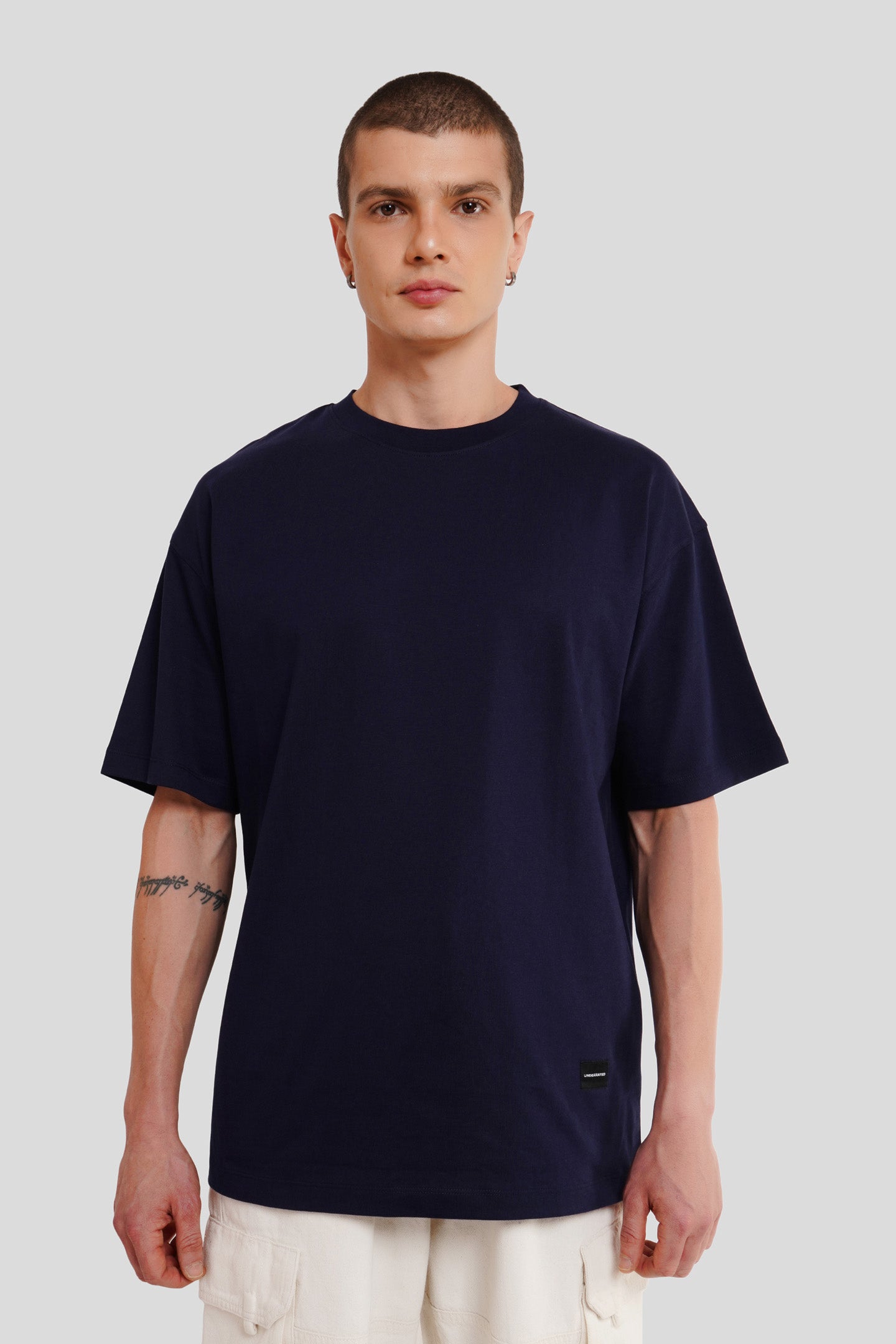 Men Navy Oversized T Shirt Pic 1