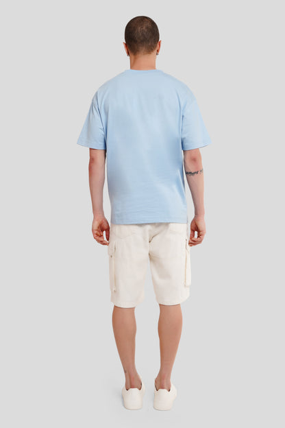 I Want My Money Powder Blue Printed T Shirt Men Oversized Fit With Front Design Pic 4