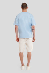 I Want My Money Powder Blue Printed T Shirt Men Oversized Fit With Front Design Pic 4