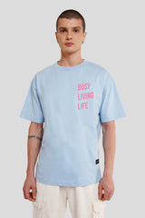 Busy Living Life Powder Blue Oversized Fit T-Shirt Men Pic 1
