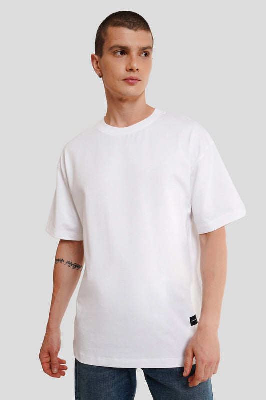 Men White Oversized T Shirt Pic 1