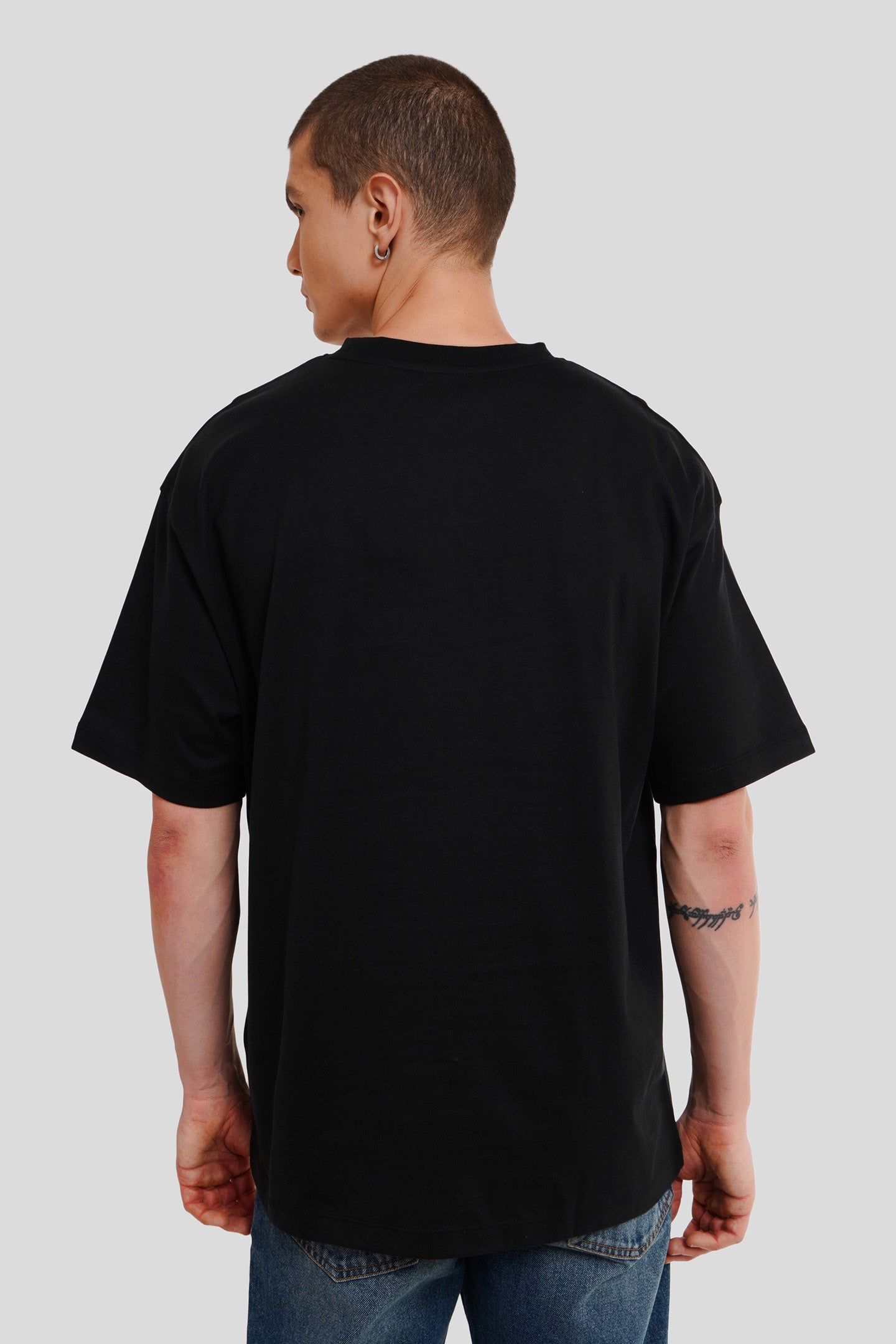 Men Black Oversized T Shirt Pic 2