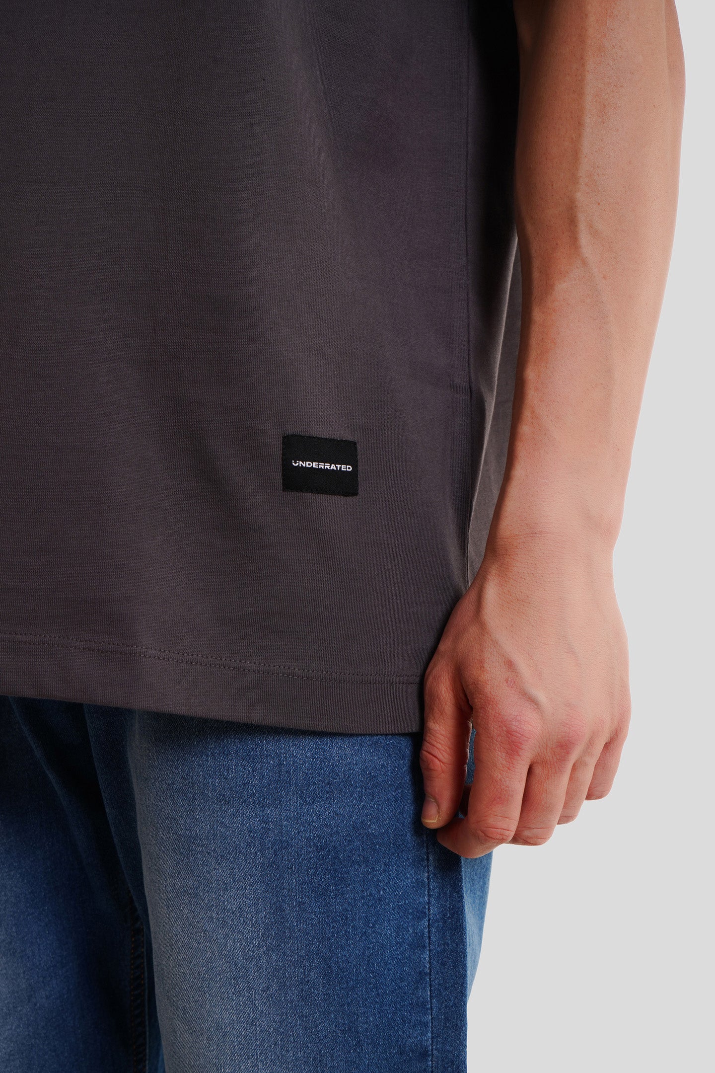 90 Gem Dark Grey Printed T Shirt Men Oversized Fit With Front Design Pic 2