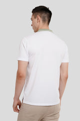 White Contrast Collar Polo T-Shirt