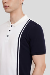 White Colourblocked Polo T-Shirt