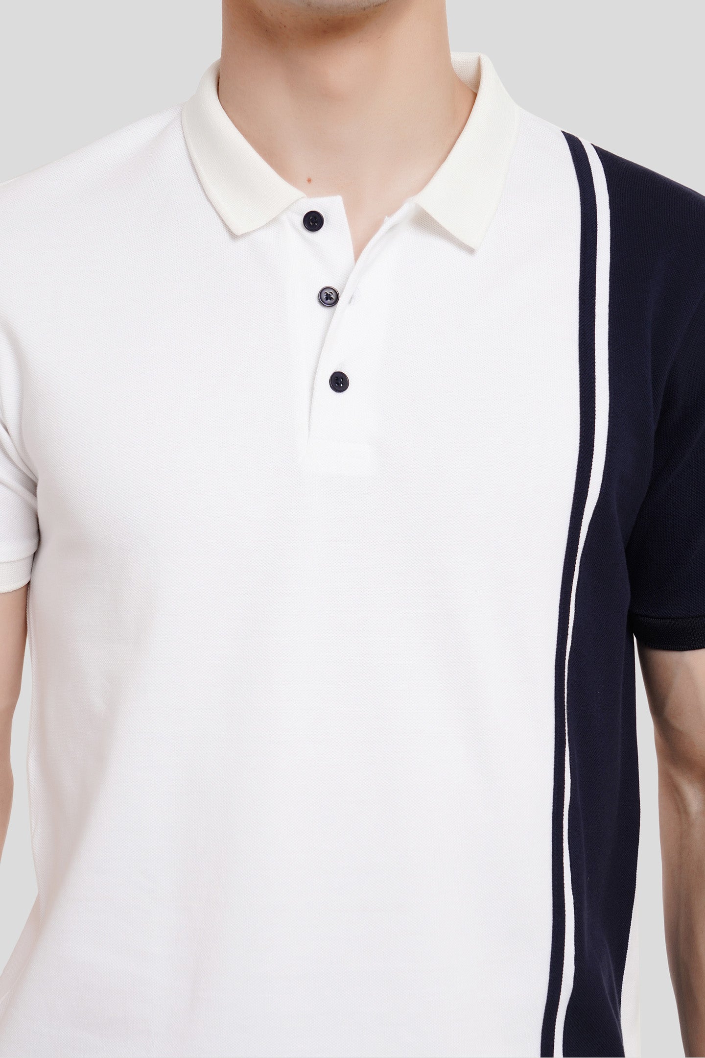 White Colourblocked Polo T-Shirt