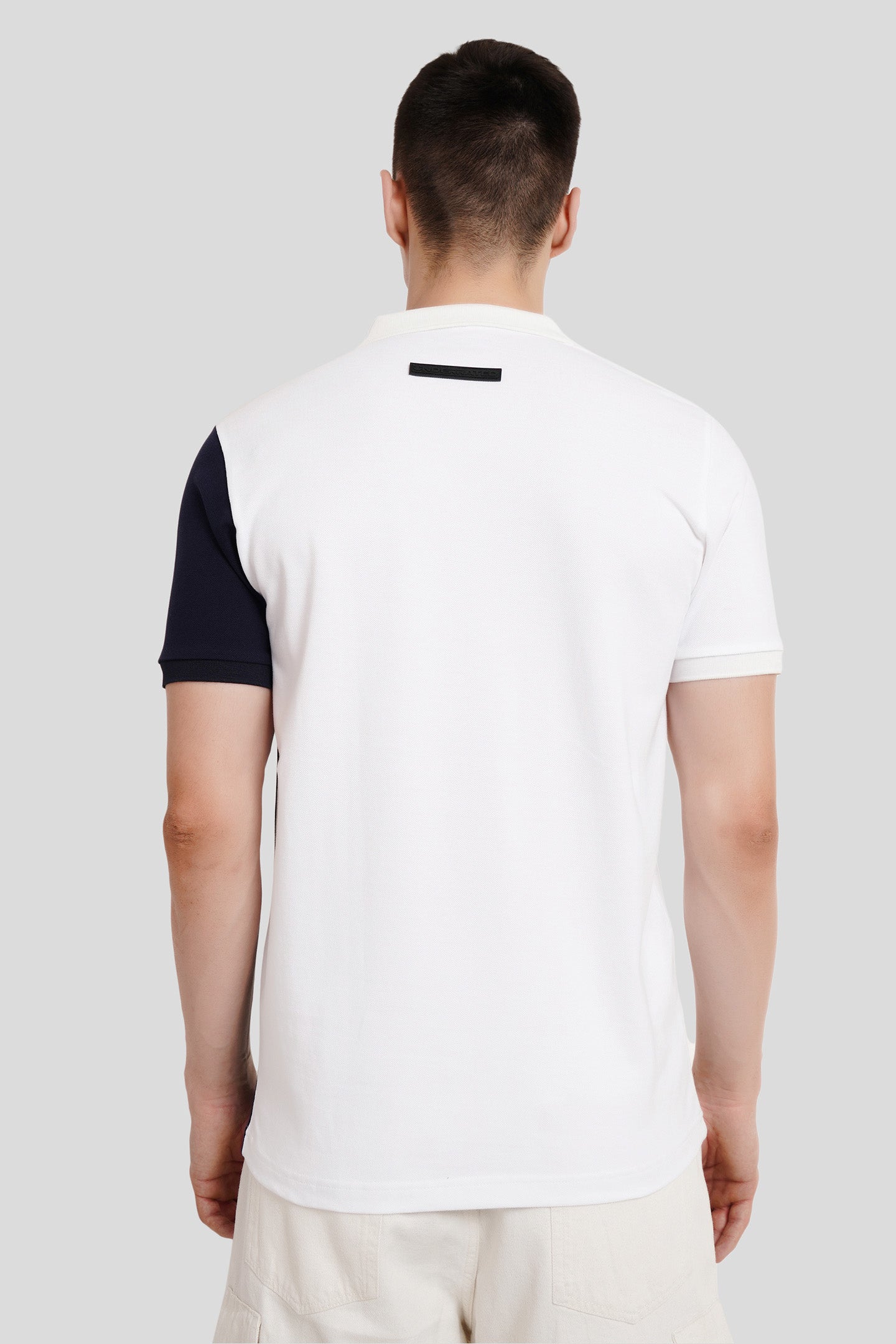 White Colourblocked Polo T-Shirt