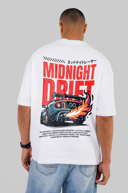 Midnight Drift White Baggy Fit T-Shirt Men