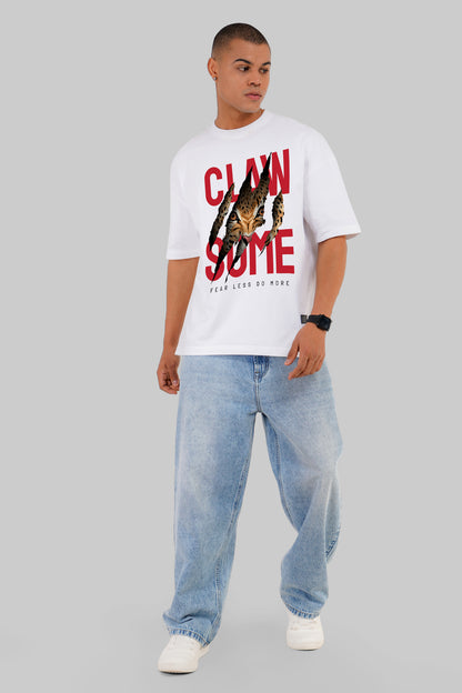 Claw Strike White Baggy Fit T-Shirt Men