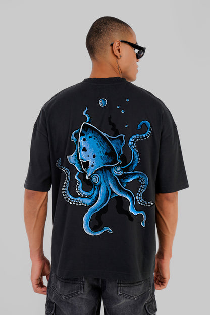 Blue Octopus Black Baggy Fit T-Shirt Men Pic 1