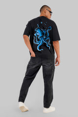 Blue Octopus Black Baggy Fit T-Shirt Men Pic 5