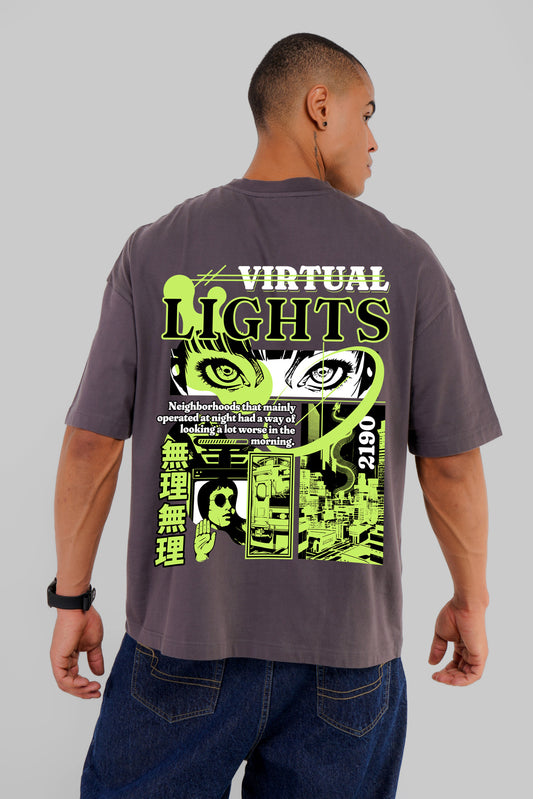 Virtual Lights Grey Baggy Fit T-Shirt Men Pic 1