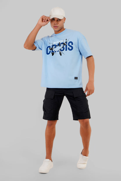 Relax In Crisis Sky Blue Baggy Fit T-Shirt Men