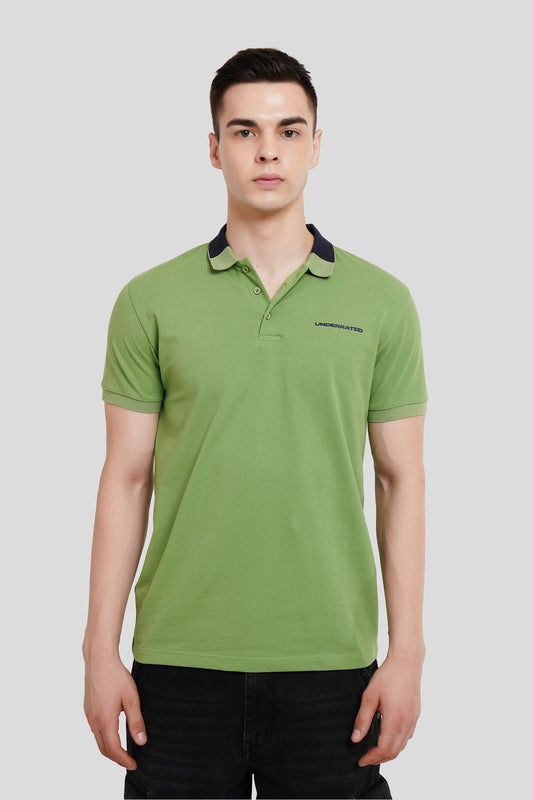 Classic Contrast Collar Green Polo T-Shirt Pic 1