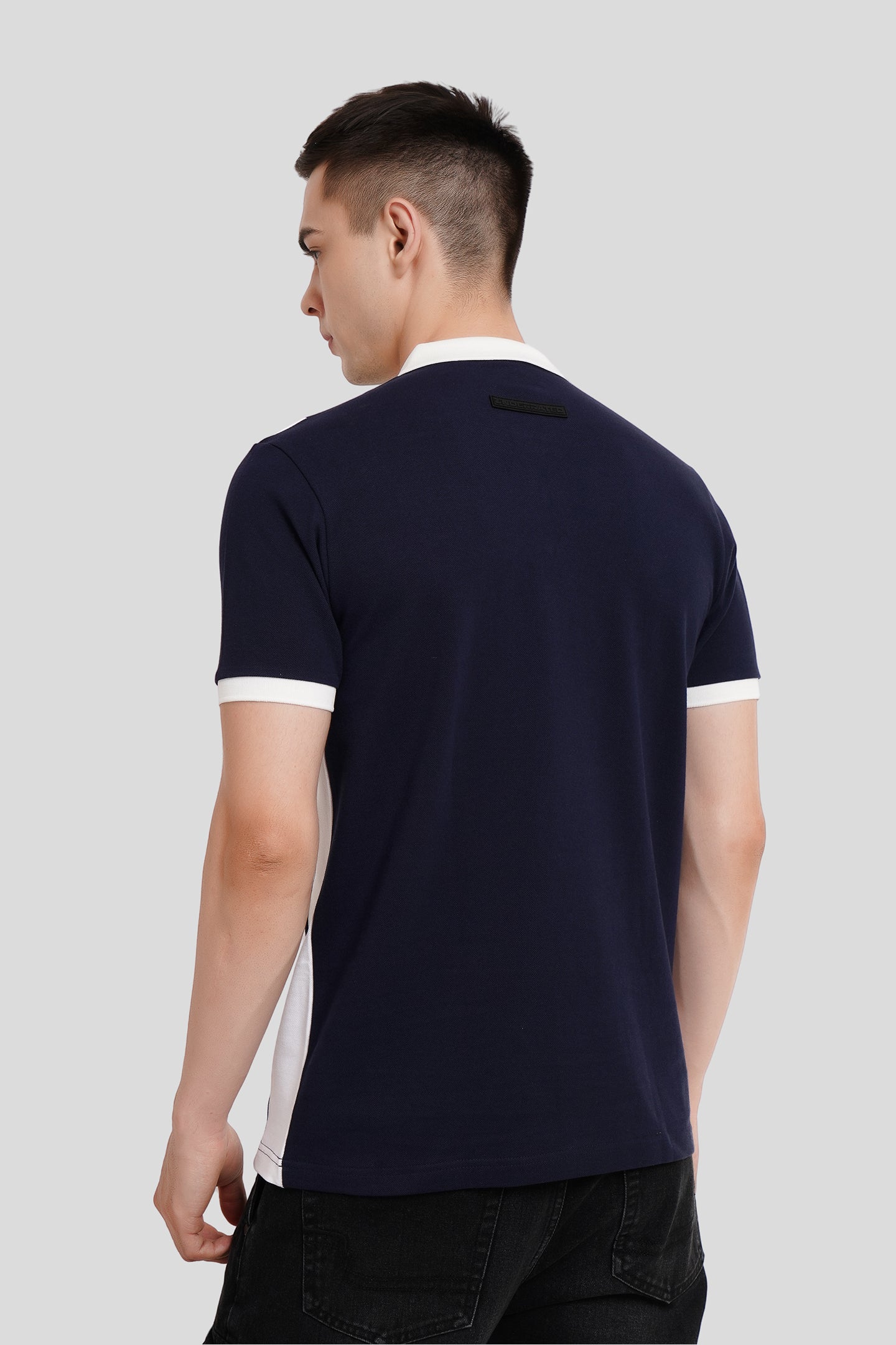 Navy Blue Colourblocked Polo T-Shirt