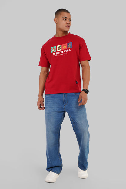 Genjitsu Red Oversized Fit T-Shirt Men