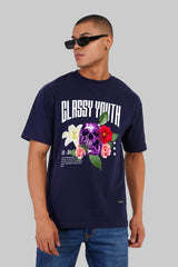 Classy Youth Navy Blue Oversized Fit T-Shirt Men