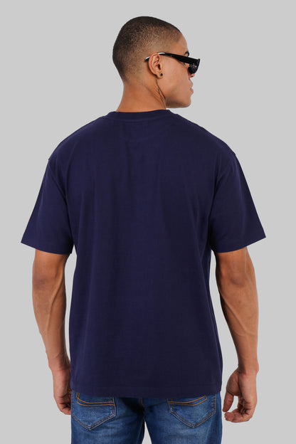 Street Rider Navy Blue Oversized Fit T-Shirt Men