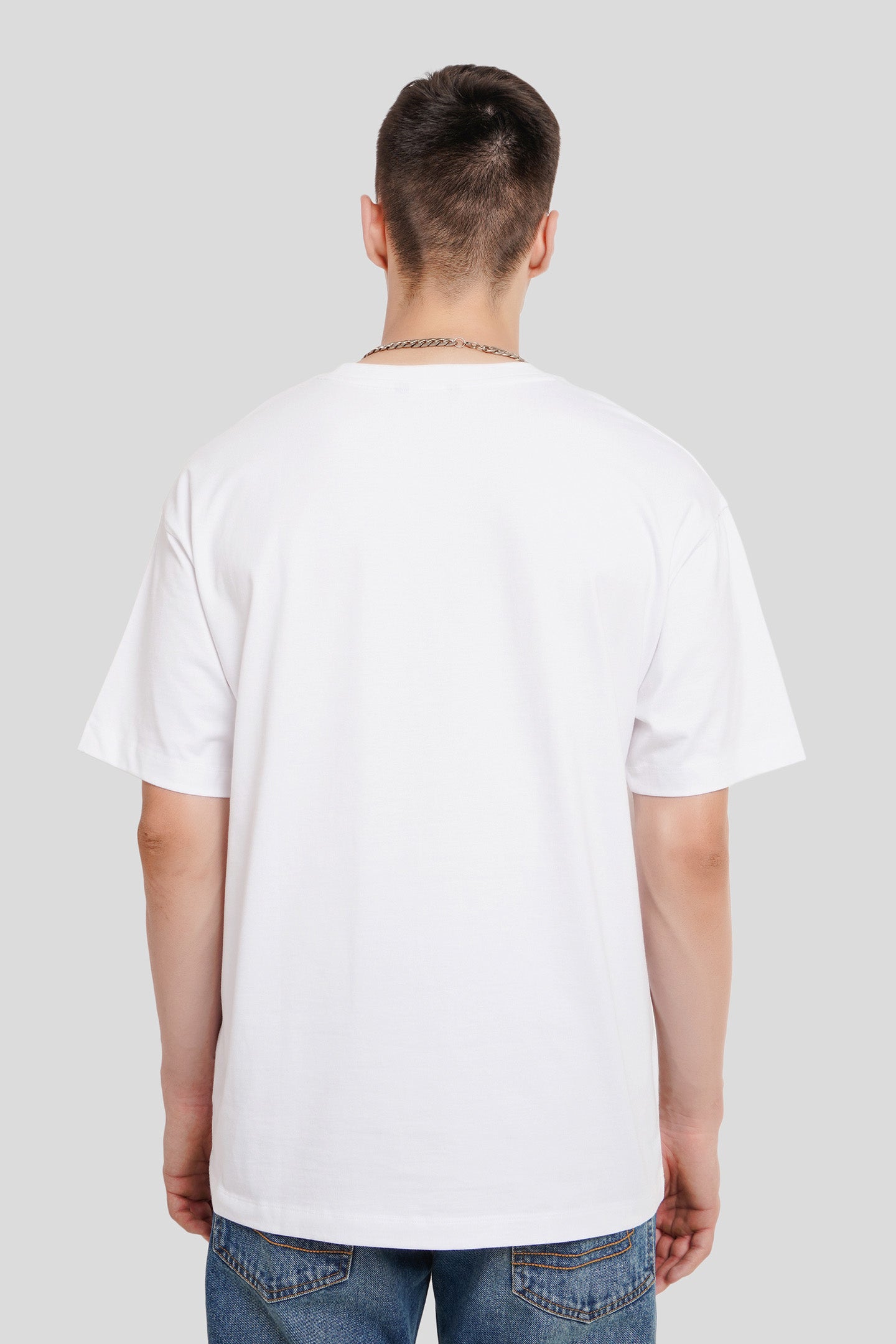 Nightmare White Printed T Shirt Men Oversized Fit With Front Design Pic 2