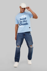 Head In The Clouds Powder Blue Oversized Fit T-Shirt Men