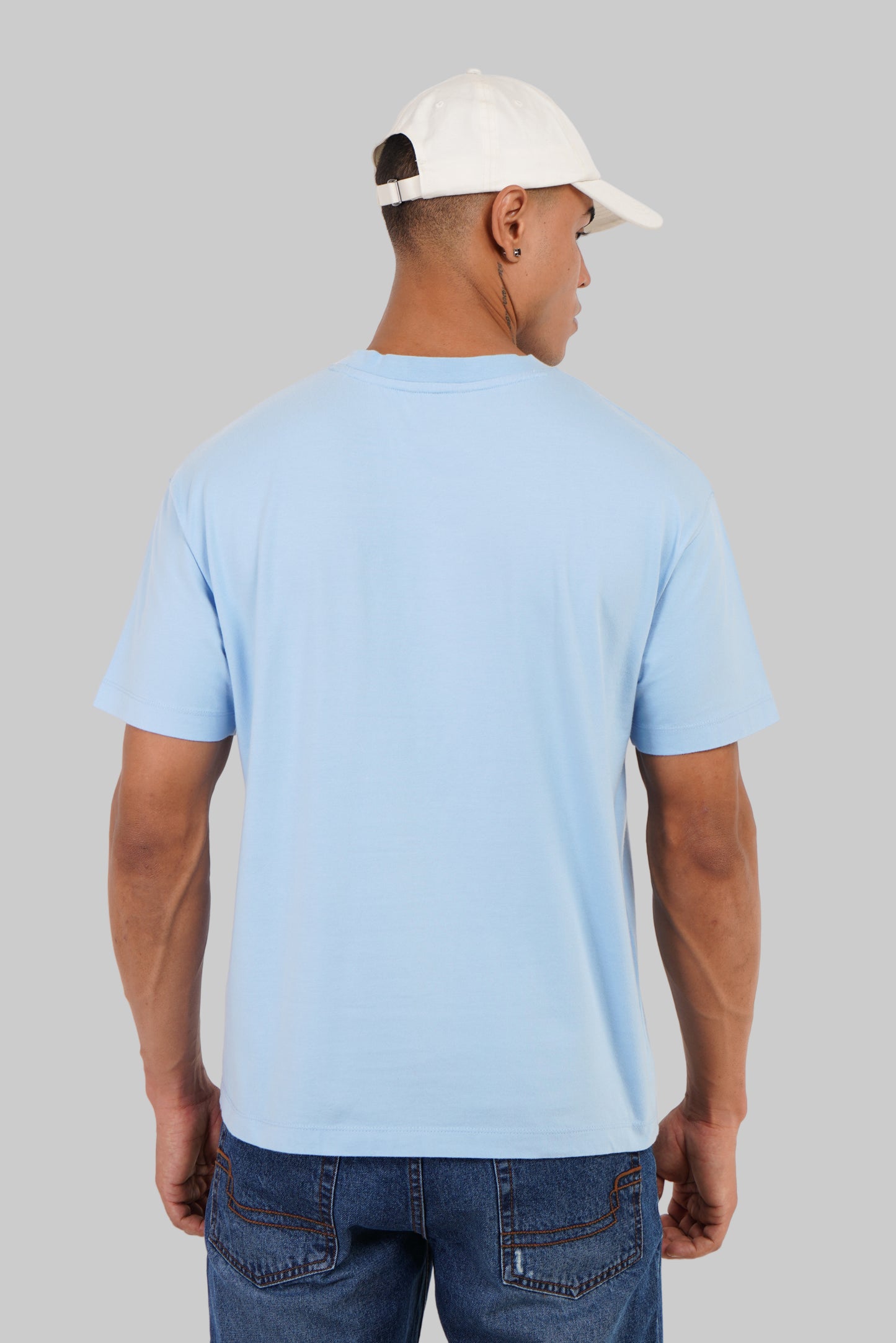 Head In The Clouds Powder Blue Oversized Fit T-Shirt Men