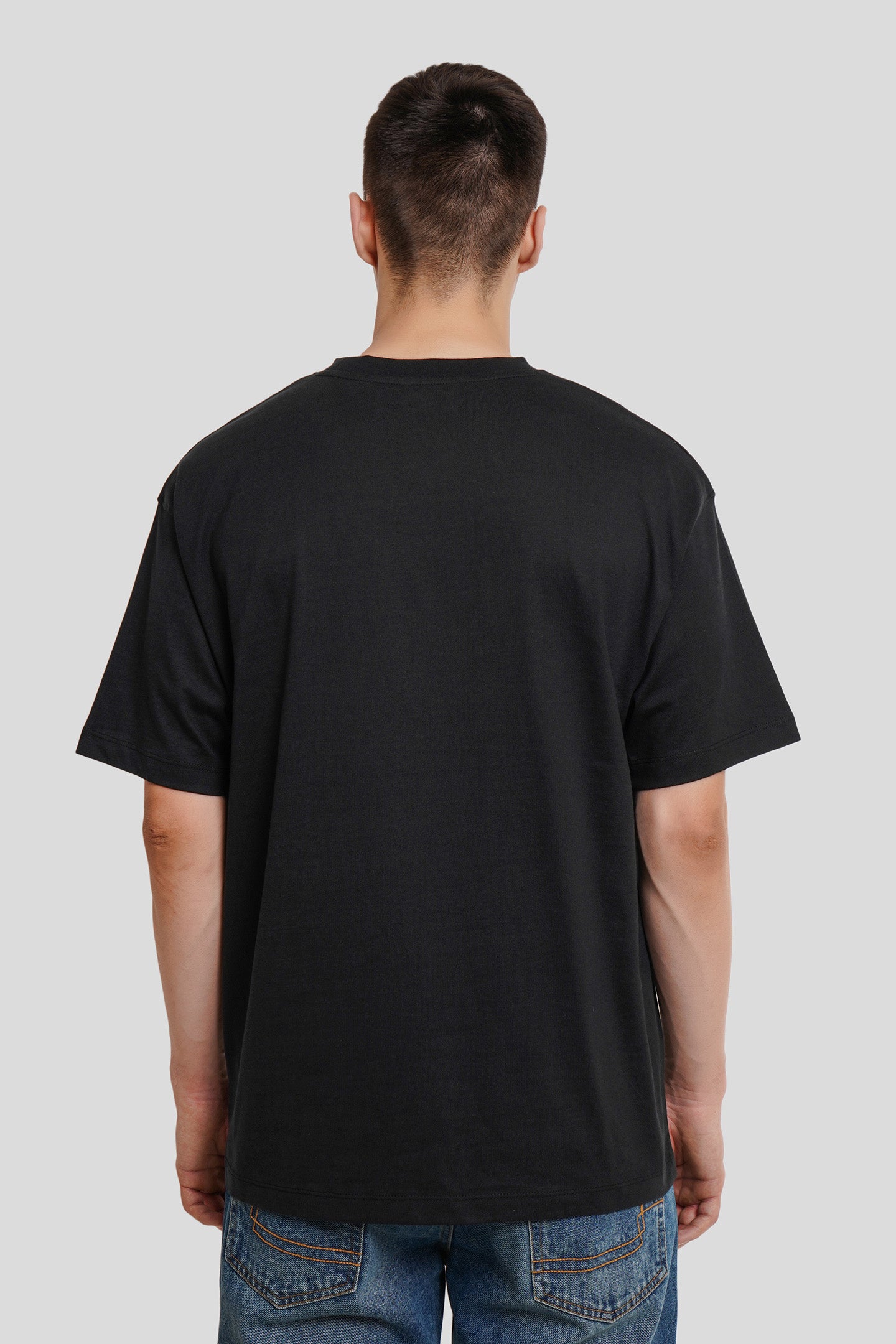 Friend Zip Print Black Oversized Fit T-Shirt Men