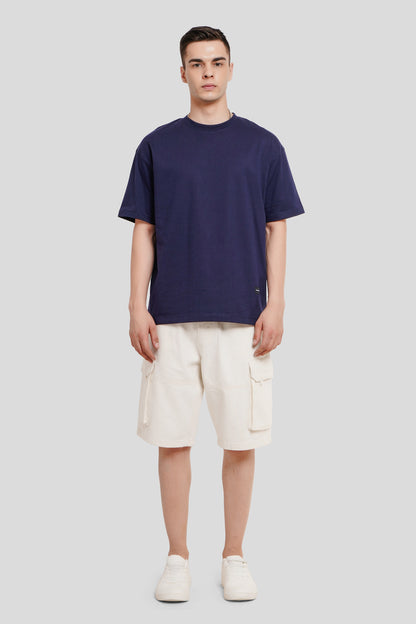 Bad Influence Navy Blue Oversized Fit T-Shirt Men Pic 5