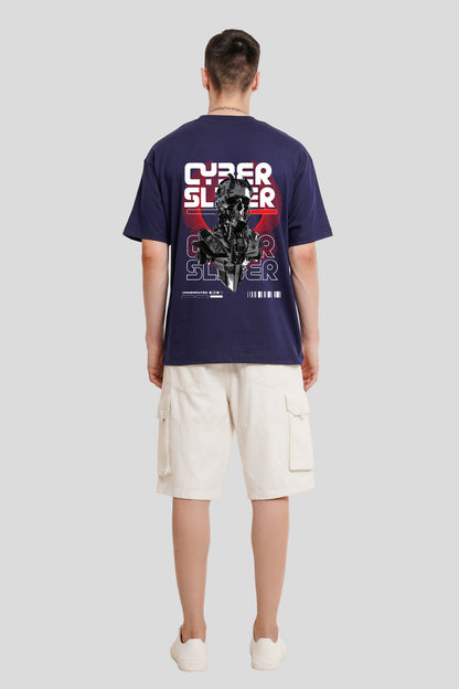 Cyber Slider Navy Blue Printed T-Shirt