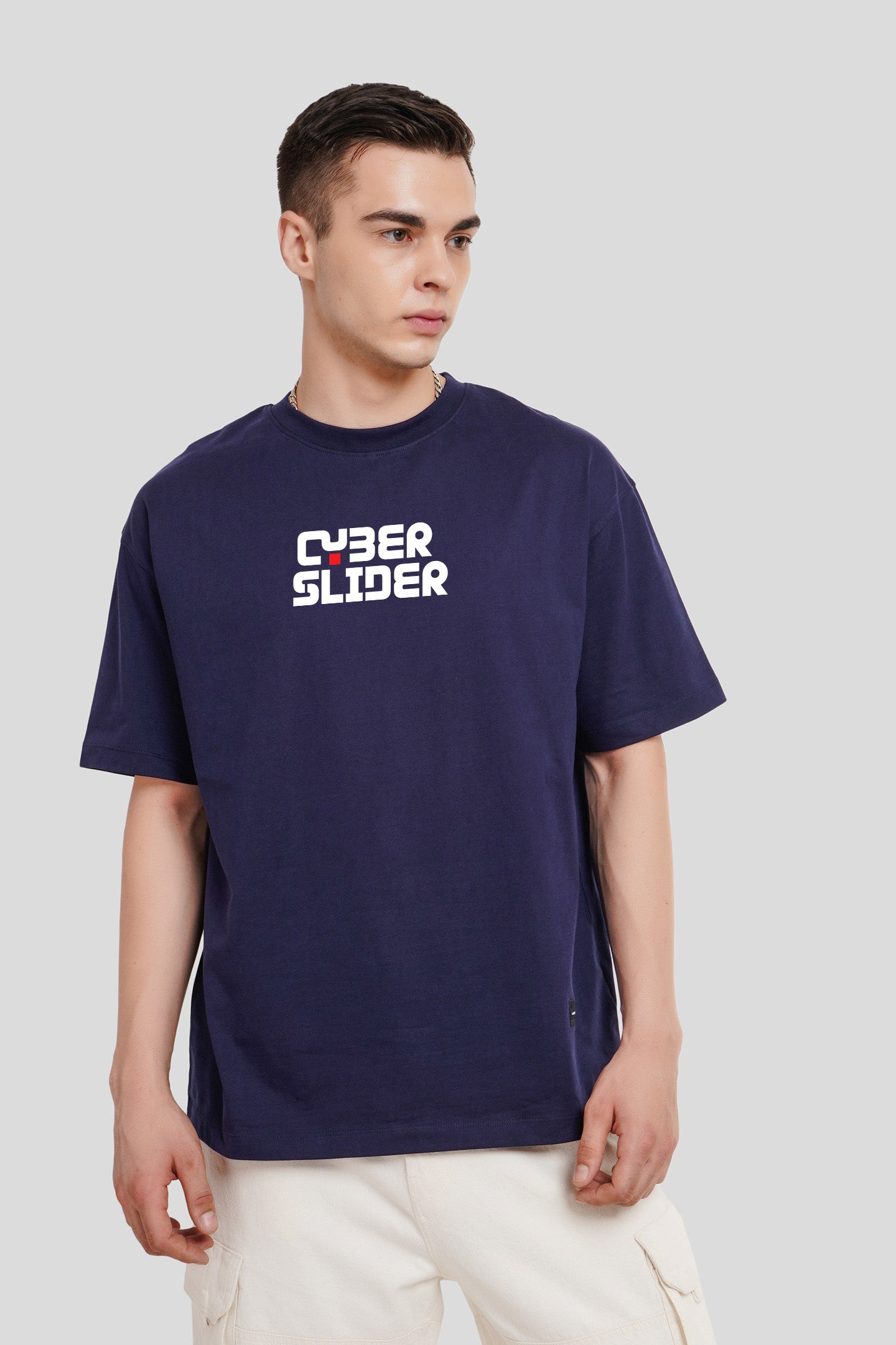 Cyber Slider Navy Blue Printed T-Shirt