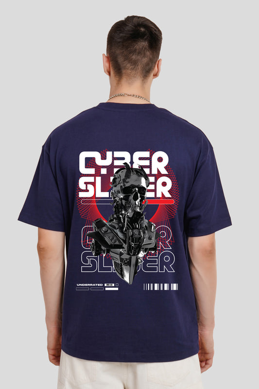 Cyber Slider Navy Blue Printed T-Shirt