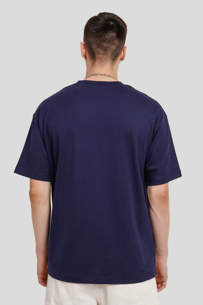 Think Outside The Box Navy Blue Printed T Shirt Men Oversized Fit With Front Design Pic 2