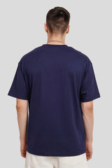 Woops Navy Blue Printed T Shirt Men Oversized Fit With Front Design Pic 2