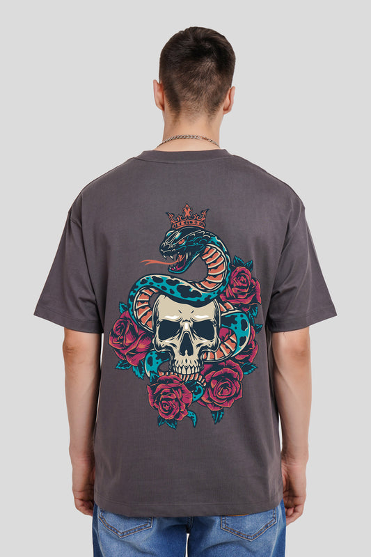 Skull & Snake Dark Grey Printed T-Shirt