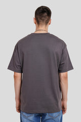 Woops Dark Grey Printed T Shirt Men Oversized Fit With Front Design Pic 2