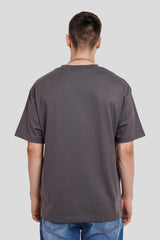 Only Drip Dark Grey Printed T Shirt Men Oversized Fit With Front Design Pic 2