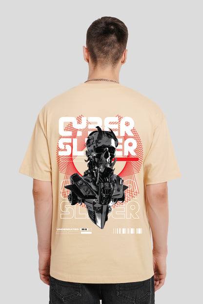 Cyber Slider Beige Printed T-Shirt