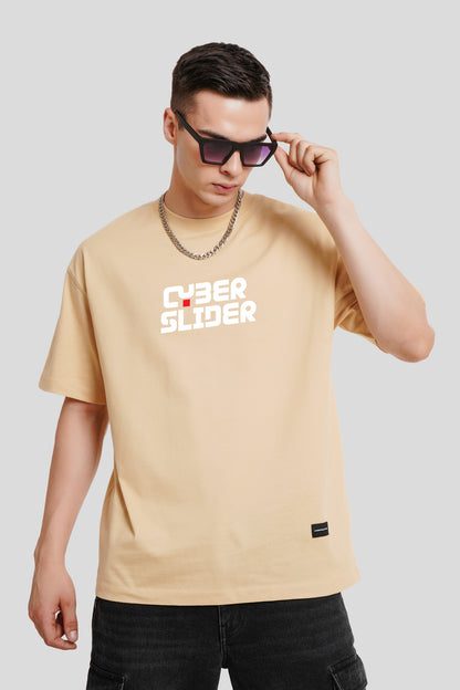 Cyber Slider Beige Printed T-Shirt