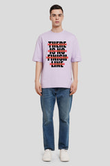 There Is No Finish Line Lilac Printed T Shirt Men Baggy Fit With Front Design Pic 4