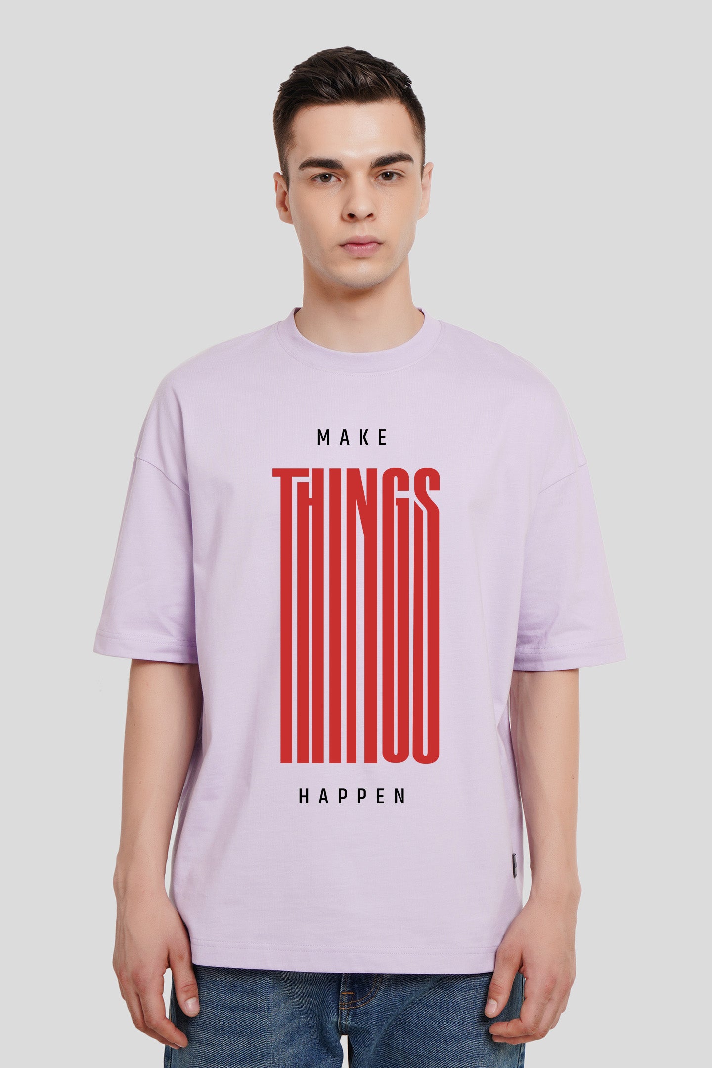 Make Things Happen Lilac Printed T-Shirt