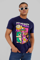 Space Memories Navy Blue Regular Fit T-Shirt Men