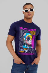 Future Focus Navy Blue Regular Fit T-Shirt Men