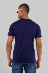 Happy Wishes Navy Blue Regular Fit T-Shirt Men