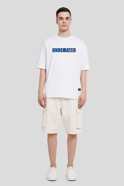 Underrated Classic Ii Typography White Baggy Fit T-Shirt Men Pic 4