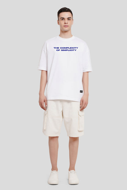 The Complexity Of Simplicity White Printed T Shirt Men Baggy Fit With Front And Back Design Pic 4