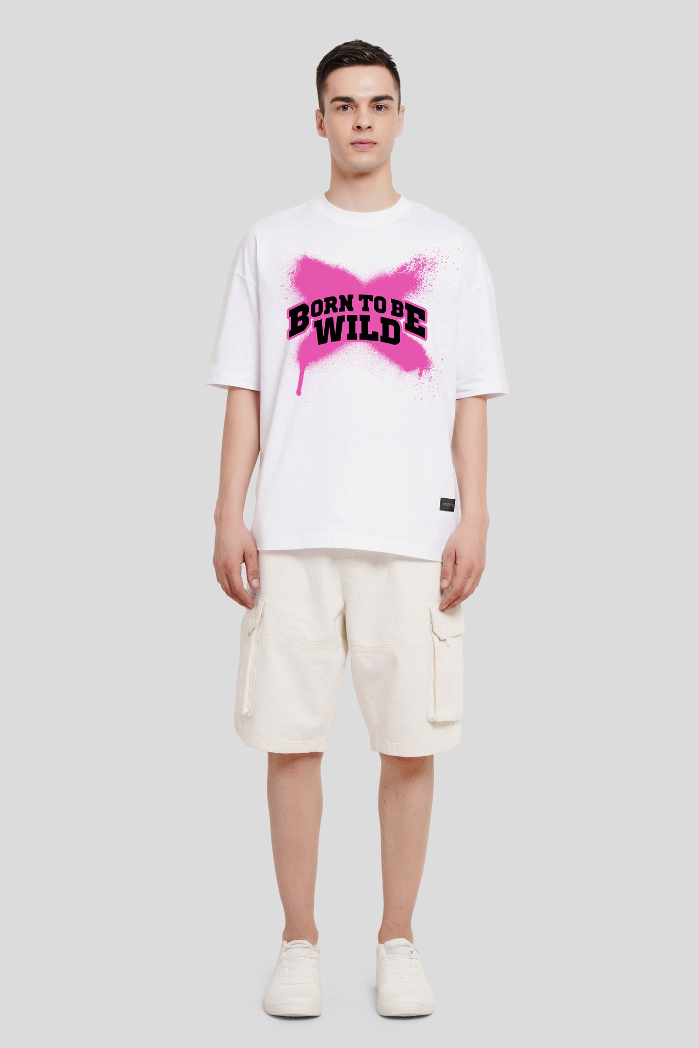 Born To Be Wild White Baggy Fit T-Shirt Men Pic 4