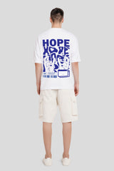 Hope White Printed T Shirt Men Baggy Fit With Front And Back Design Pic 5