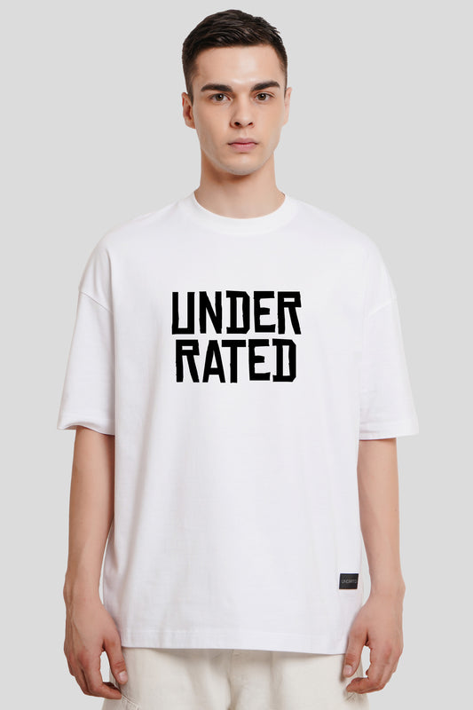 Underrated Urban Typography White Baggy Fit T-Shirt Men Pic 1